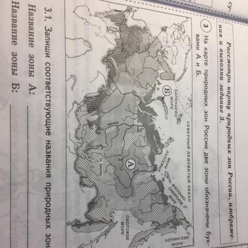 Л. or На карте природных зон России две зоны обозначены бук- вами А и Б. онарные ледоветы океан Ано
