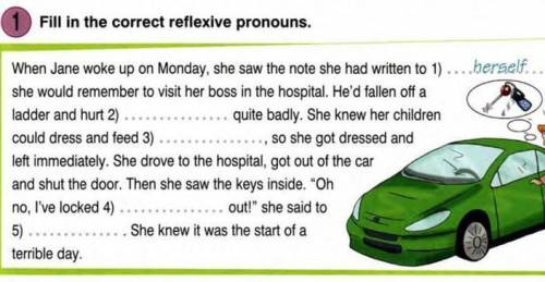 1 Fill in the correct reflexive pronouns. When Jane woke up on Monday, she saw the note she had writ