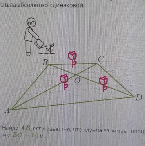 В парке при музее решили разбить клумбу в форме четырёхугольника. Две стороны этой клумбы (AD и BC),