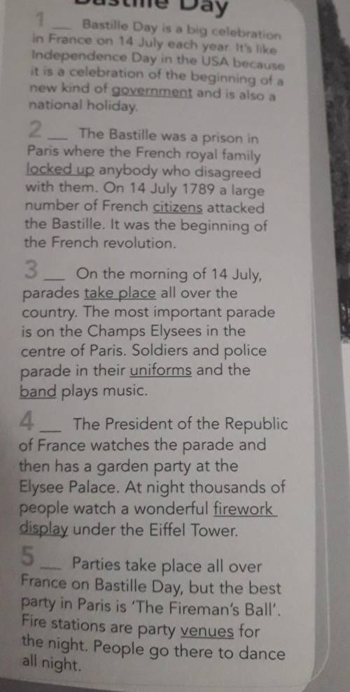 Read about Bastile day with the paragraphs for the one Extra heading a the Fireman's ball b the orig