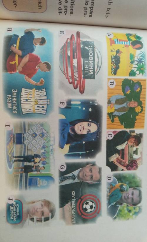 Look at the pictures (A-J) and match them to the TV programmes you've read about. Fill in the chart
