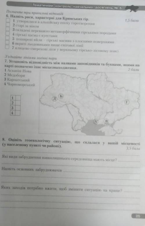 Ландшафти України географія 8 клас ​
