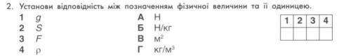 Установи відповідність між позначенням фізичної величини та її одиницею​