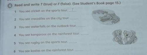 Read and write T (true) or F (false). (See Student's Book page 15.) 1 You see cricket on the sports