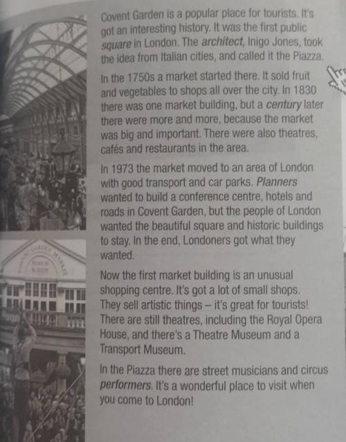 1 * Read the text about Covent Garden below.What can you do there?2 **Match the words in bold italic