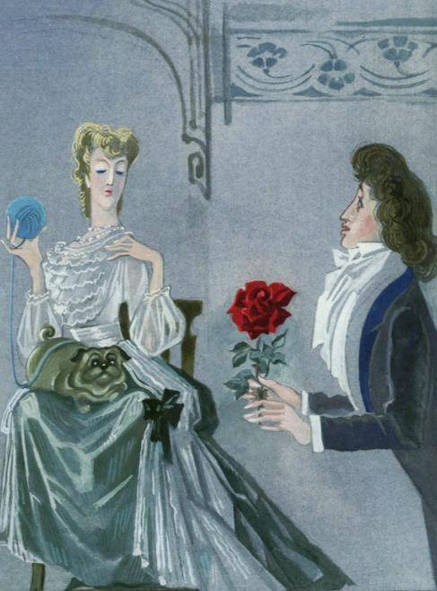 Рассмотрите иллюстрации к произведению О. Уайльда «Соловей и роза». Определите, какому эпизоду произ