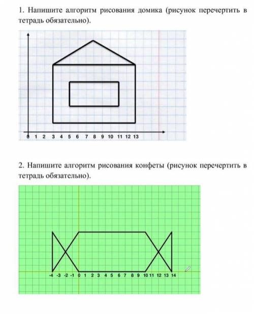 Написать алгоритм выполнения в Чертежнике