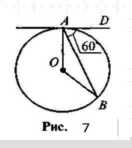 Дано: АD — дотична до кола (рис. 7). Доведіть, що кут AOB = 120°.​