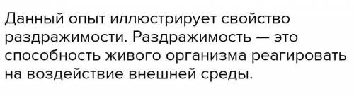 Как называется общее свойство организмов, которое демонстрирует этот опыт? На представленных ниже ри