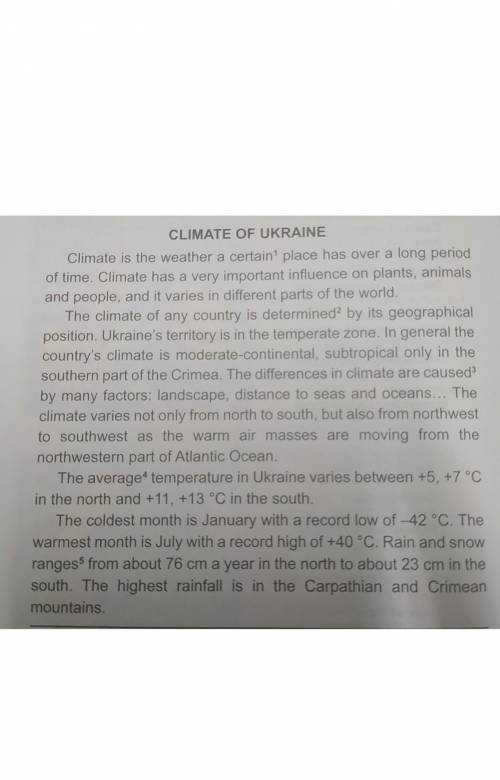 К этому тексту (Climate of Ukraine) сложить 10 вопросов разного типа(на английском , очень надо​