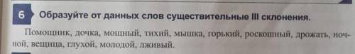 Образуйте от данных слов существительные III склонения , дочка, мощный, тихий, мышка, горький, роско