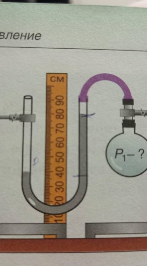 Определить давление газа в колбе, если в манометре использована ртуть ​