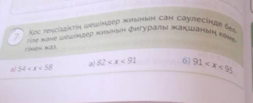 Қос теңсіздіктің шешімдер жиынын сан сәулесінде бел- гіле және шешімдер жиынын фигуралы жақшаның көм