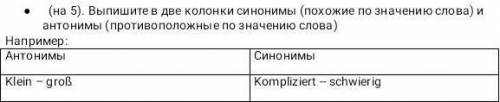 придумайте по 5 пар синонимов и анонимов ​