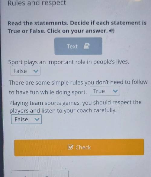 Read the statements. Decide if each statement is True or False. Click on your answer. 1)TextSport pl