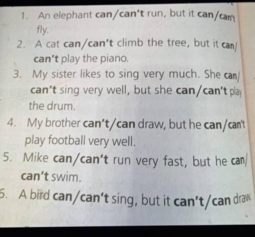 Can/can't 1. An elephant can/can't run, but it canfly2. A cat can/can't climb the tree, but it canca