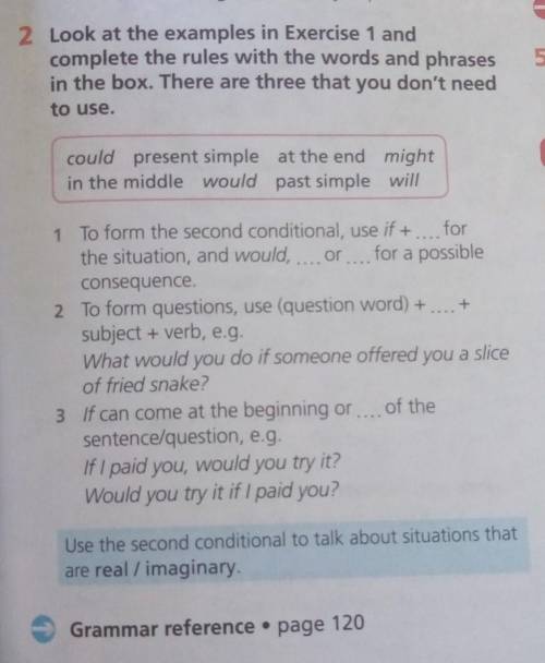 2 Look at the examples in Exercise 1 and complete the rules with the words and phrasesin the box. Th