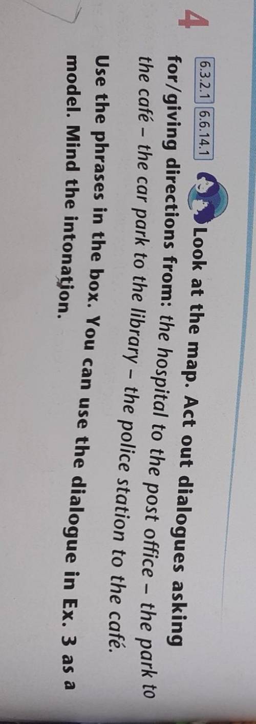 6.3.2.1|| 6.6.14.1 4Look at the map. Act out dialogues askingfor/giving directions from: the hospita
