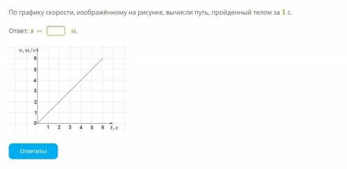 По графику скорости, изображённому на рисунке, вычисли путь, пройденный телом за 1 с.