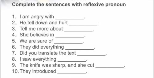 Complete the sentences with reflexive pronouns