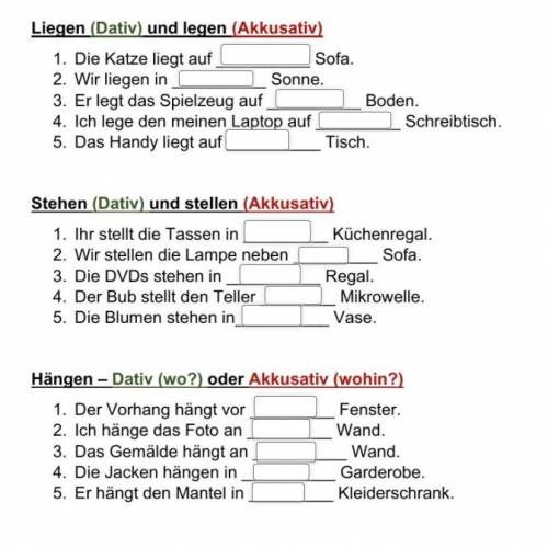 Liegen Dativ und legen Akkusativ 1.die Katze liegt aufSofa 2.wir liegen inSonne 3.Er legt das Spiel