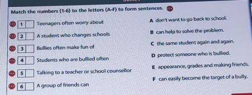 Match the numbers (1-6) to the letters (A-F) to form sentences. Teenagers often worry aboutA don't w