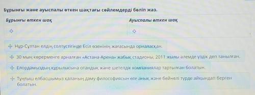 Бұрынғы және ауыспалы өткен шақтағы сөйлемдерді бөліп жаз. Бұрынғы өткен шақАуыспалы өткен шақ«Нұр-С