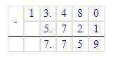 Выполните вычитание : 13,48-5,721. ответ округлите до десятых