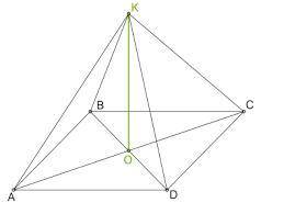 До площини квадрата ABCD зі стороною 4 см через точку перетину діагоналей O проведена пряма, перпенд