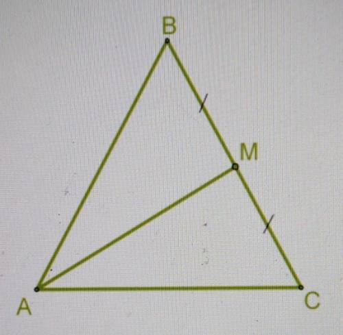 У рівносторонньому трикутнику проведено медіану AM, що дорівнює 6 см. Визнач відстань від точки M до