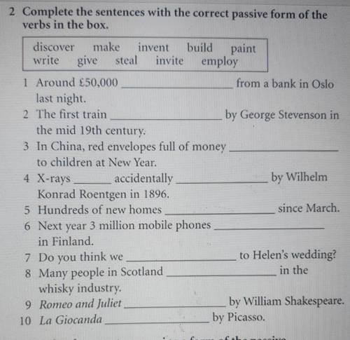 Complete the sentences with the correct passive form of the verbs in the box​