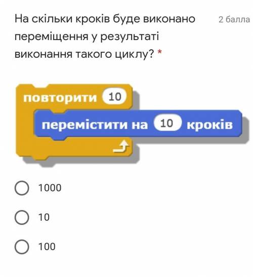 На скільки кроків буде виконано переміщення у результаті виконання такого циклу​