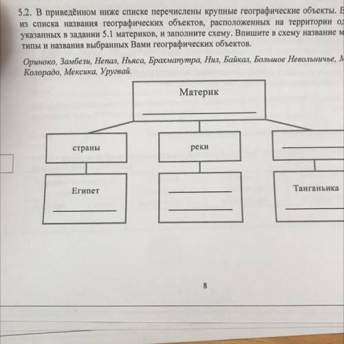 5.2. В приведённом ниже списке перечислены крупные географические объекты. Выберите из списка назван