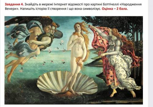 знайдіть в інтернет мережі відомості про картині Боттічелли Народження Венери. Напишіть історію її с