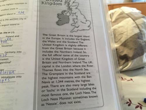Read the text about the UK.Find where the is used incorrectly.There are twelve mistakes.