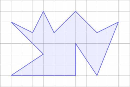 Найдите площадь закрашенной фигуры, если площадь одной клетки равна 1 см(кв.) . Дайте ответ в квадра