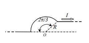 По бесконечно длинному проводу, изогнутому так, как это показано на рисунке, течет ток I=200 А. Опре
