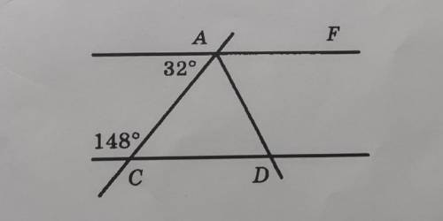 ДАны две параллельные прямые. AD является биссектрисой угла CAF. Найдите угол ADC.​