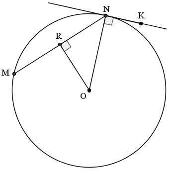 Вычисли угол RNK и радиус окружности, если MN= 186, а ∢RNO=45 ∢RNK= ON= 93 93 2 93 186