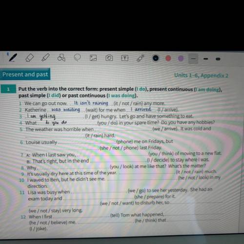 Present and past Units 1-6, Appendix 2 1 Put the verb into the correct form: present simple (I do), 