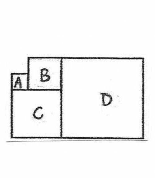 Фигуры А, B, C и D на рисунке являются квадратами. Периметр квадрата А равен 12см и составляет 3/5от