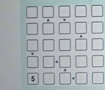 Задание N 7: Заполните клетки числами 1, 2, 3, 4, 5, учитывая знаки неравенства так, чтобы в каждой 