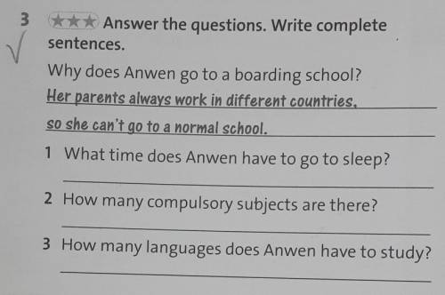 Поогите 1 What time does Anwen have to go to sleep? 2 How many compulsory subjects are there?3 How m