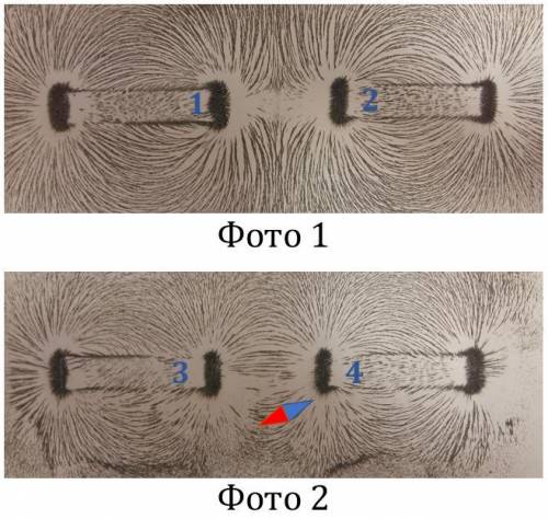 Ученик получил фотографии, на которых изображены картины линий магнитного поля, полученные от немарк