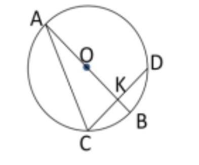 В окружности с центром O, диаметр AB, проходит через середину хорды CD. найдите все внутренние углы 