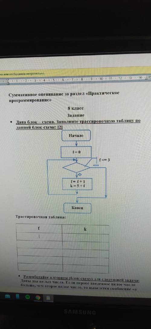 Дана блок – схема. Заполните трассировочную таблицу по данной блок-схеме: