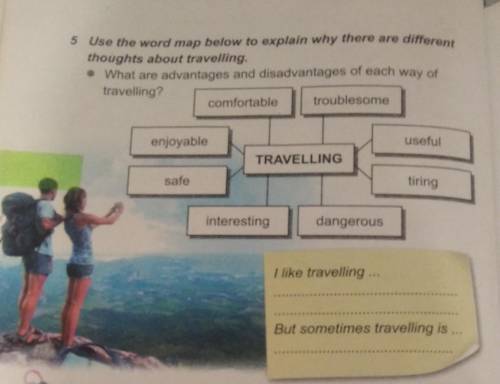 Use the word map below to explain why there are different thoughts about travelling​