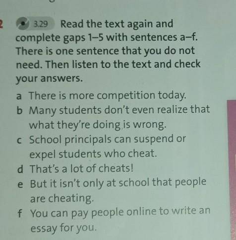 Read the text again and complete gaps 1-5 with sentences a-f.There is one sentence that you do notne