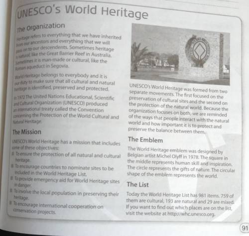 52 Read and listen to the text. Answer the questions.1 What does UNESCO stand for?Unesce stands for 
