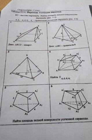 SO высота пирамиды . найти площадь полной поверхности пирамиды 1-3.  решить 1-3 задачи​